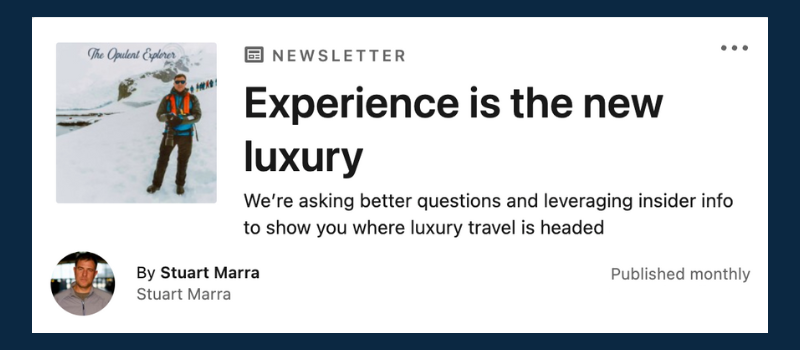 Experience is the new luxury our newsletter Icon